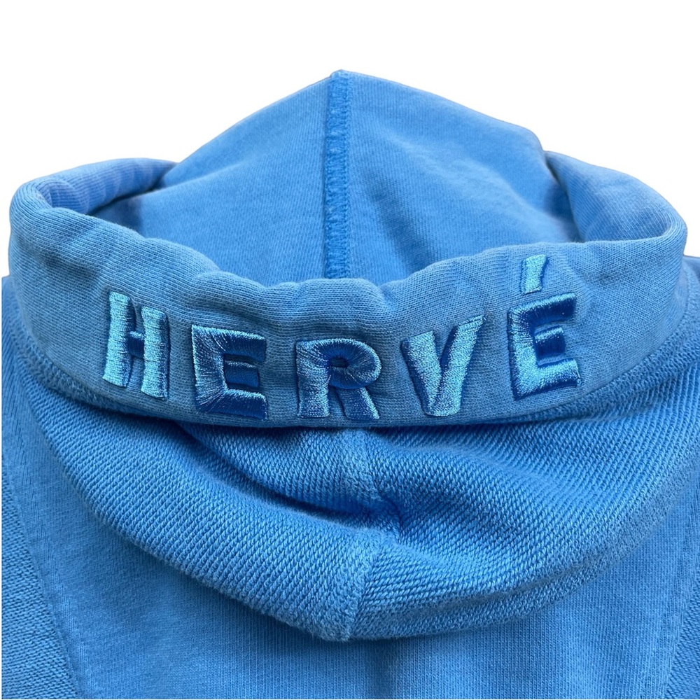 Hervé by Hervé Léger Cropped Paneled Hooded Sweatshirt in Blue Size Small - Picture 12 of 16